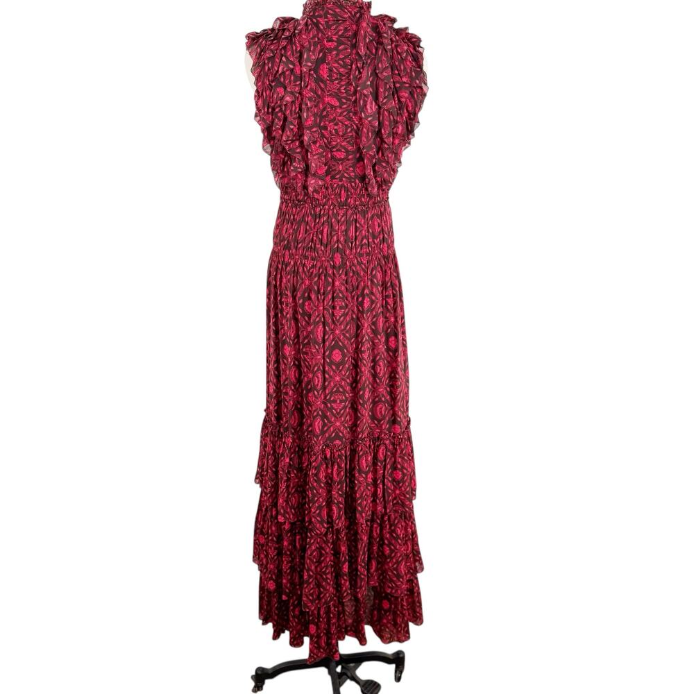 Ulla Johnson Adelina Gown Red Black Silk Maxi Dress Formal Wedding Guest Size 6 - Picture 8 of 16